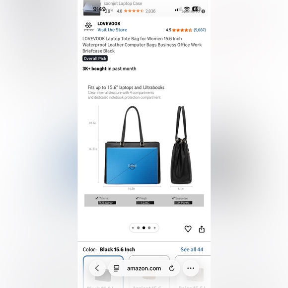 Black Leather Tote Bag - Picture 5 of 5